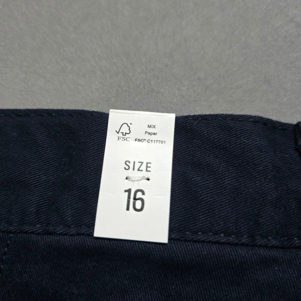 Children's Place Chino Shorts Kids Size 16 Navy Stretch Cotton Blend Flat Front